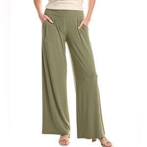 [US14] Joseph Ribkoff WMN Olive Wide-Leg Liquid Knit High Rise Relaxed Pants
